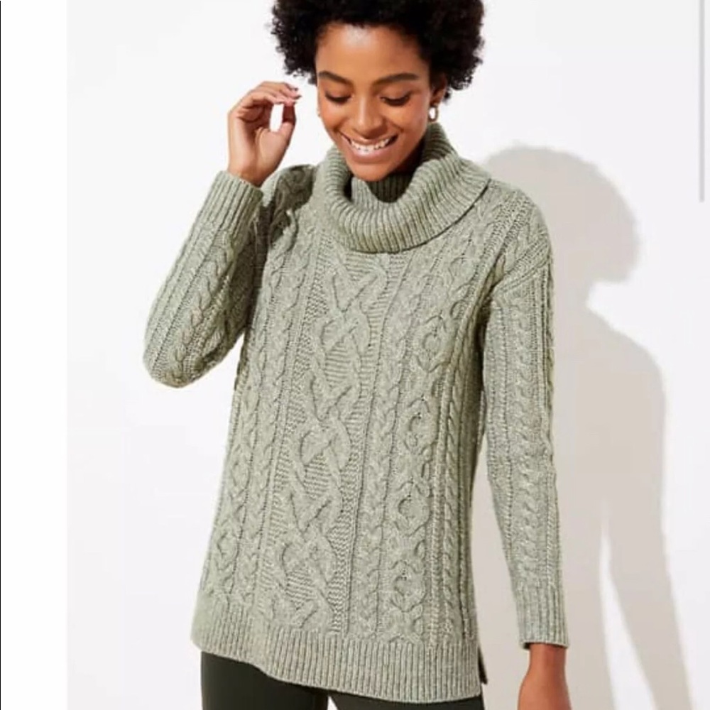 Ann Taylor Loft Cable Turtleneck Sweater XL